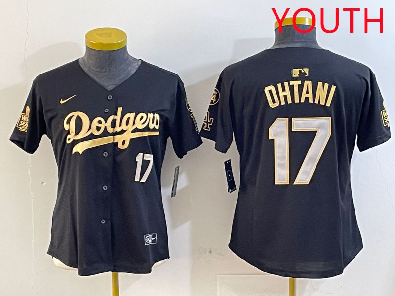 Youth Los Angeles Dodgers #17 Ohtani Black Gold Game 2025 Nike MLB Jersey style 1->youth mlb jersey->Youth Jersey